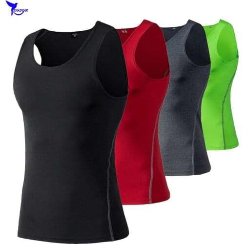 Jogging Tank Top Mens Compression Running Vest Base Layer Elastic Sleeveless Shirt Gym Fitness Bodybuilding Quick Dry Under Tops
