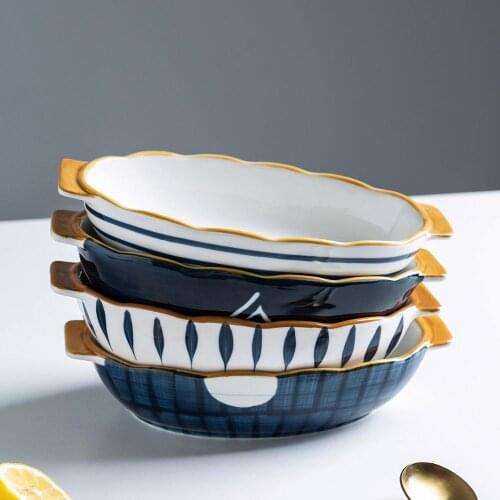 MDZF SWEETHOME 10inch Japanese Ceramic Baking Pan Oval Bakeware Dish Oven Baking Tray Kitchen Home Lasagna Pan