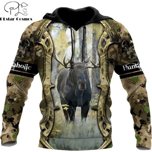 Beautiful Moose Hunting 3D Printed Fashion Mens Autumn Hoodie Sweatshirt Unisex Streetwear Casual Zip Jacket Pullover KJ541