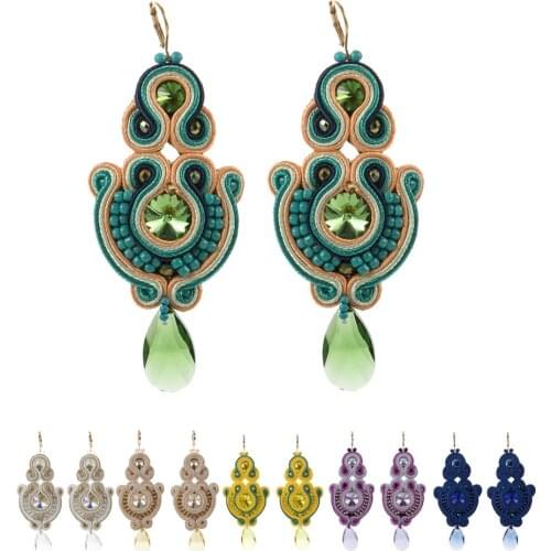 Fashion boho Soutache Earrings women Sutasz jewelry Weaving Drop earring Handmade accessories Different long earrings Multicolor