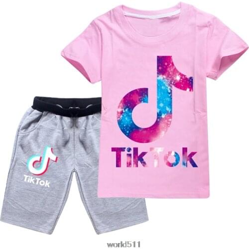 2021 Fashion Clothing Set for Boys Girls Cute Summer Casual Clothes Set Tik Tok T-Shirts Top+Shorts Teenagers Tracksuits