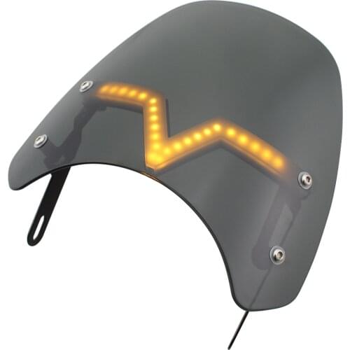 Motorcycle 5-7" Retro Windshield Screen Wind Deflector LED Turn Signal DRL For Harley XL Softail Royal Enfield 500 Cafe Racer