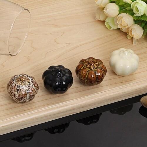 NEW Pumpkin Ceramic Handle Knobs Single Hole Furniture Cabinet Cupboard Wardrobe Drawer Door Knob Pulls Room Decor