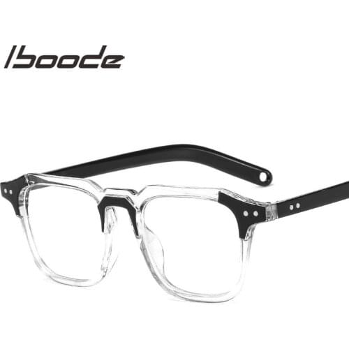 Iboode Women Men Oversized Square Glasses Frame Korean Fashion Frame Retro Transparent eyeglasses PC Optical Spectacles For Male