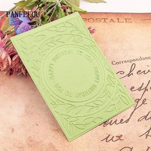 PANFELOU Birthday card Embossing folders Plastic For Scrapbooking DIY Template Fondant Cake Photo Album Card Making