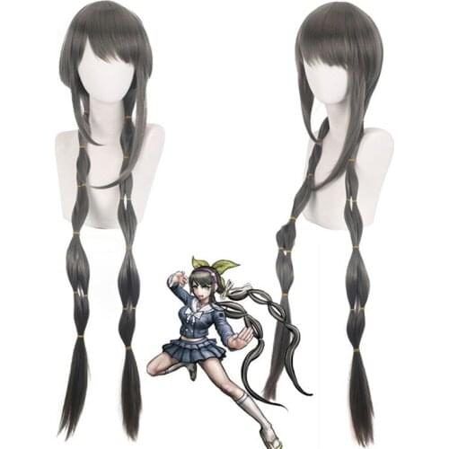 Anime Danganronpa V3: Killing Harmony Wig Chazhu Rotor Gray Green Hair Cosplay Wig Role Play Halloween Hair Synthetic 100cm