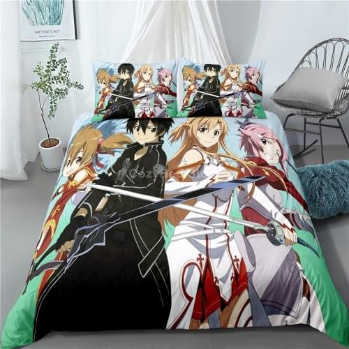 Anime Bedding Set Sword Art Online 3d Duvet Cover Sets Comforter Bed Linen Twin Queen King Single Size Home Decor Cartoon Kids