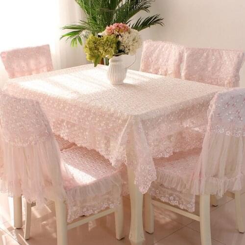 Pink Embroidered Tablecloth Lace Table Cloth Chair Cover Rectangle Table Cover Rural Style Table Skirt