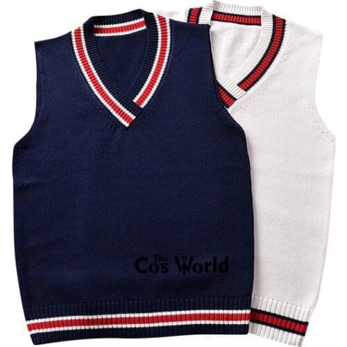 S-XXL Spring Autumn Sleeveless Cross Collar Knit Vests Pullovers Sweaters For JK School Uniform