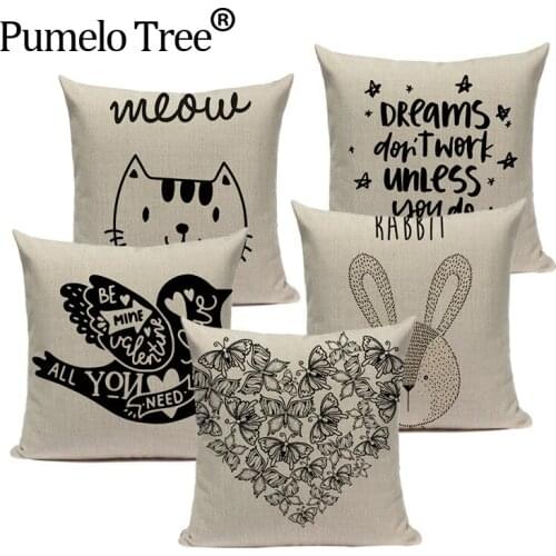 Animal series cushion Cover tiger rabbit deer home cushions Linen Car Sofa Bedroom Home Decor print Customized Pillow Case
