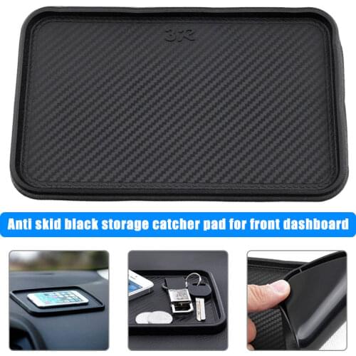 Black Car Front Dashboard Silicone Non-Slip Storage Catcher Pad Mat 200x128mm Car Interior Front Mat Organizer 200x128mm