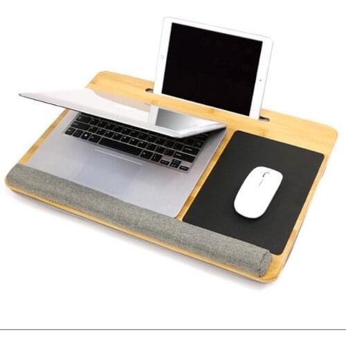 Real Bamboo Lapdesks Fits up to 17 inches Laptop Desk Stand with Tablet Phone Holder Built in Mouse Pad & Wrist Pad for MacBook