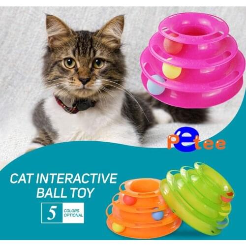 Three Levels pet cat toy Tower Tracks Disc cat Intelligence Amusement triple pay disc cat toys ball Training Amusement plate