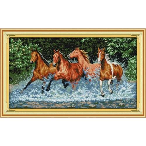 Everlasting Love Christmas Horses Chinese Cross Stitch Kits Ecological Cotton Counted Stamped 11 14 CT New Store Sales Promotion