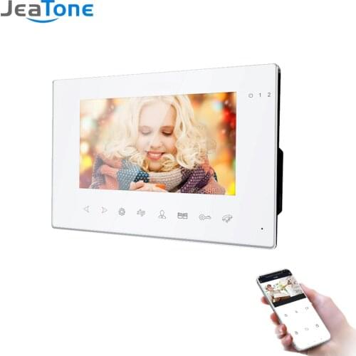 Jeatone Wifi Indoor 7 Inch Monitor Video Door Phone Doorbell Intercom System Photo Video Recording Taking Wall Mounting Monitor