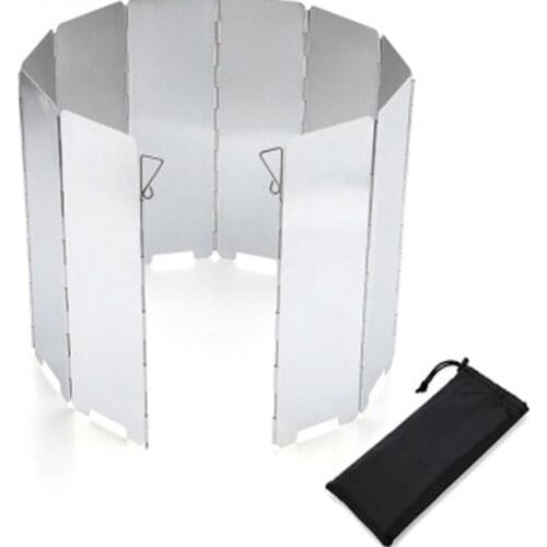 High-Quality and Portable 8/9/10 Plates Aluminium Alloy Wind Screen Foldable Stove Windshield Screens Outdoor Camping Equipment