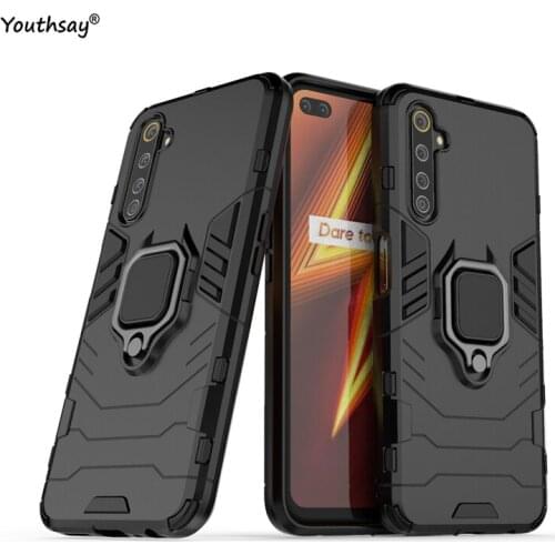 Protective Case For OPPO Realme 6 Pro Case Realme 6 Pro Cover Armor Shell Fundas Finger Ring Stand Back Cover For Realme 6 Pro