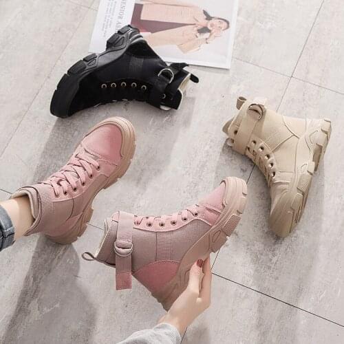 2020 Autumn Winter New Women Plush Ankle Boots Warm Snow Boots Ladies Winter Sneakers Comfortable Women Platform Shoes W22-17