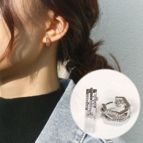 VENTFILLE 925 Sterling Silver Geometry Diamond Earrings For Women Temperament Trendy Ins Party Jewelry Birthday Gifts 2021 New