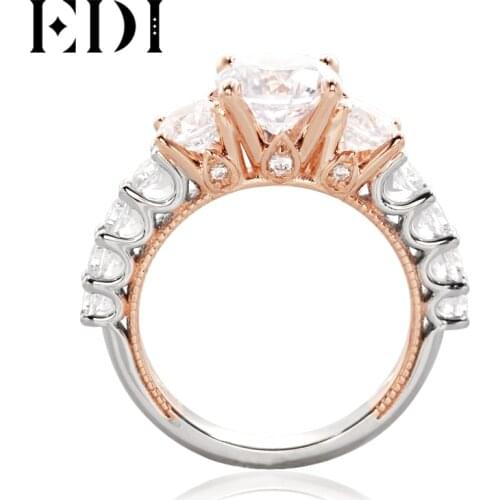 EDI Luxury Royal Vintage 14K Rose Gold White Gold Engagement Ring 2ct Moissanites Lab Grown Diamond Wedding Ring