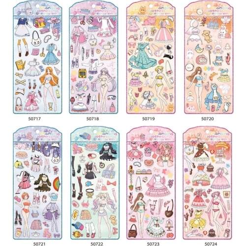 1PC Girlss Dress Up Vivians Party Kids Stickers for Diary Album Decor Toys for Kids Computer Notebook Phone Case Scrapbooking