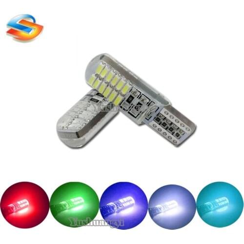 100pcs Cool White T10 3014 24SMD Silica LED Interior Bulbs For Car Replacement Lights Trunk Light DC 12V
