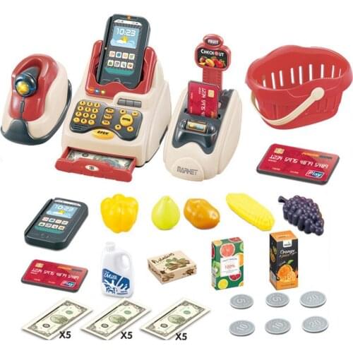 36Pcs Market Shopping Cash Register Credit Card Machine Kids Play House Toys