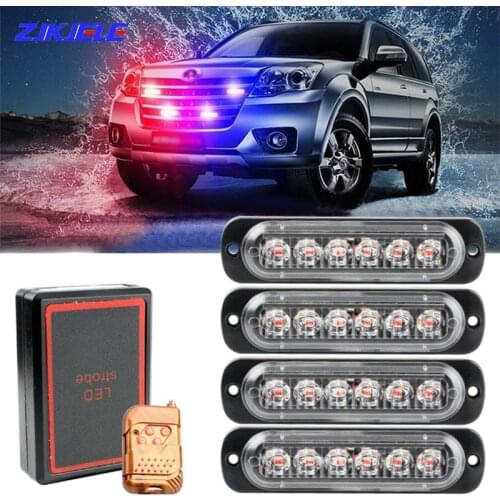 4x6led Emergency Strobe Ambulance Police Alarm Lamp 12V Warning Light Wireless Remote Flashing Firemen Lights for Car Vehicles
