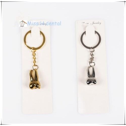 5pcs/ Dental Molar Shaped Tooth Keychain Dental Lab Dentist Novelty Gift Gold Plated Or Silver Plated