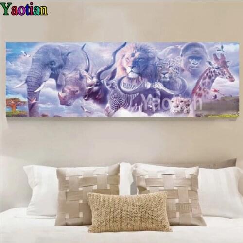 5D DIY Diamond Painting African Lion Elephant Full Square Round Drill Embroidery Cross Stitch Mosaic Animal Picture Of Rhineston