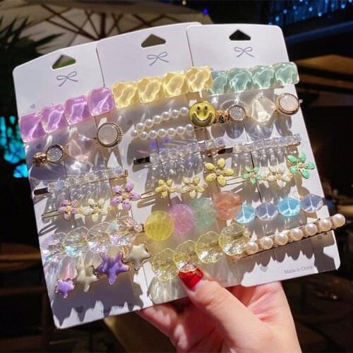 6Pcs/Set Women Girls Elegant Full Pearls Geometric Hair Clips Sweet Hair Ornament Hairpin Barrette Headwear Hair Accessories