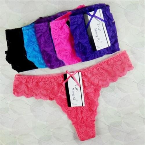 Free Shipping Womens Sex Panties Full Sexy Lace G-string Ladies T Word Pants Taste Thong Underwear 87169