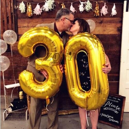 Wedding Anniversary Big size 32inch 0-9 Foil Digit Balloons Hen Party Decoration Jumbo Helium Mylar Numbers Balloons JL0070