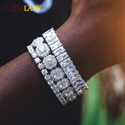 Micro pave bling 4*8mm baguette cz tennis bracelet hiphop iced out bling 5A cubic zirconia bling cz cluster men boy jewelry
