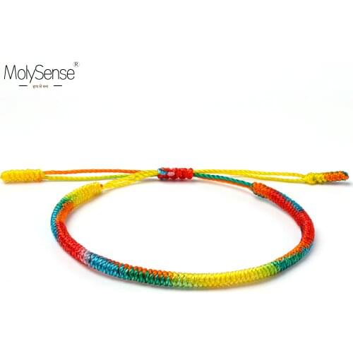 MolySense Tibetan Buddhist Love Lucky Charm Tibetan Bracelets & Bangles For Women Men Handmade Knots Rope Buddha Bracelet