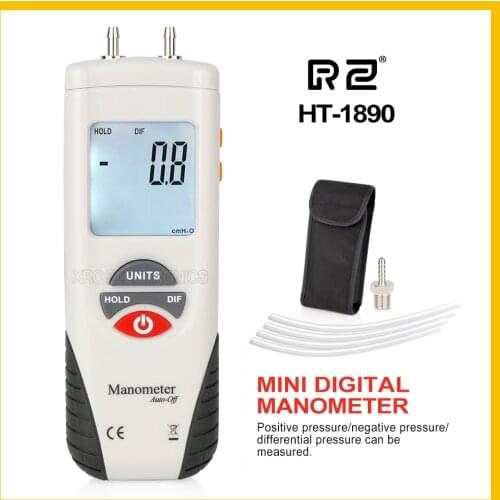 RZ Digital Manometer air pressure meter Portable pressure gauge Kit 55H2O to +55H2O Data Hold medidor presion HT-1890