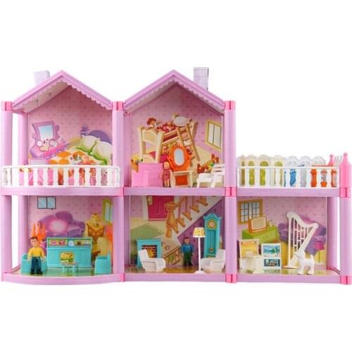 Kids Dollhouses Toys Villa Happy Family Theme House Princess Room Toy Suit Furniture Kits Girl Child Doll Gift Plastic 2021