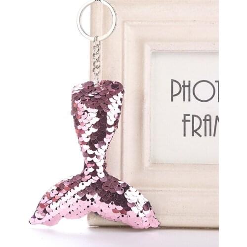 Mermaid Tail Kids Keychain Sequins Keyring Decorative Pendants for Women Bags Car Key Phone Accessories Wedding Party Gifts