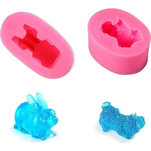 Facemile 2PCS Rabbit Dog 3D Mold Animal Silicone Fondant Cake Decorating Mold Chocolate Polymer Clay Mould Cake Tool For Baking