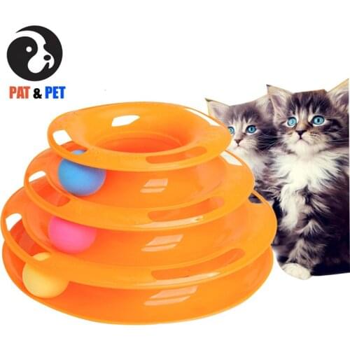 Interactive Motion Cat Toy Roller 3 Level Towers Tracks Roller with Three Colorful Ball for Kitten Fun Mental Physical