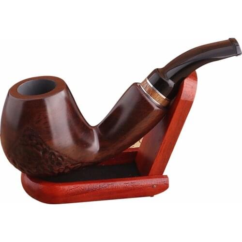 Retro Curved Ebony Pipe With Ring Hammer 9mm Filter Flue Wooden Tobacco Pipe Handmade Cigarette Holder Smoking Pipe For Men Gift