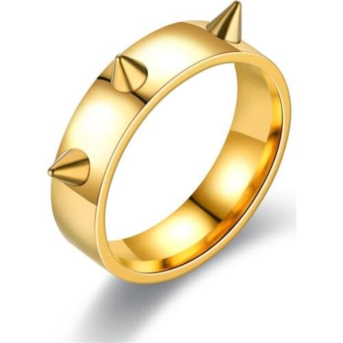 Rivet self defense ring for men women stainless steel Hip-hop anti Wolf ring punk