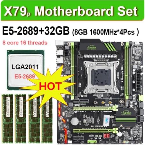 X79 P motherboard set with 4x8GB=32GB 1600MHz DDR3 ECC REG 12800R memory Xeon E5 2689 SATA3 PCI-E NVME M.2 SSD Double card slot