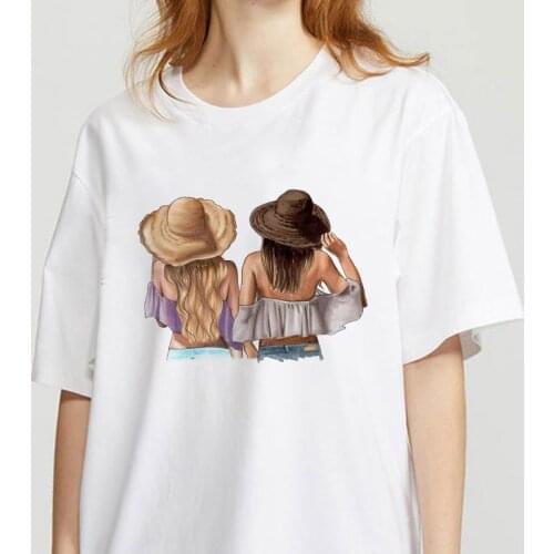 Summer ladies t shirt For Women Printing Best friend Print Womens Clothes Fashion Shirt for T-shirt Female Graphic tee Tops