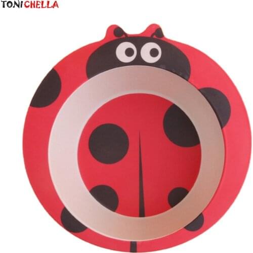 Children Feeding Bowls Infant Tableware Cute Animal Food Container Baby Training Dishes Wheat Straw Dinnerware Plate Tray T0664