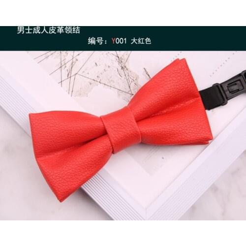 Mens leather fabric wedding knot wedding red bow tie bow pure color white green orange silver yellow black blue gray purple