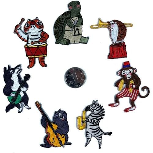 50pcs/Lot Embroidery Patches Letters Clothing Decoration Accessories Circus Monkey Hedgehog Diy Iron Heat Transfer Applique