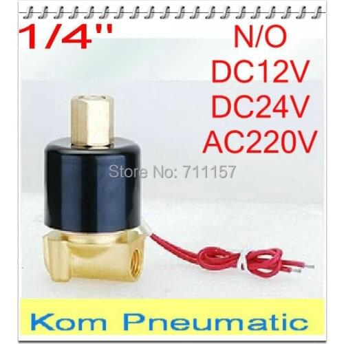 Normally Open 1/4" Inch 2 Way N/O Electric Solenoid Valve Water Air Gas, 2w025-08-NO, DC 12V 24V AC 110V 220V