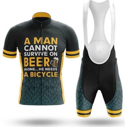 2021 new mens beer cycle uniform short sleeve bike jersey set mtb equipamento ciclismo homem quick dry cycling clothes sportwear