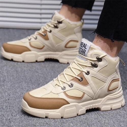 High-top snow boots winter cotton shoes plus velvet shoes warm sneakers mens shoes outdoor non-slip plus size men boots